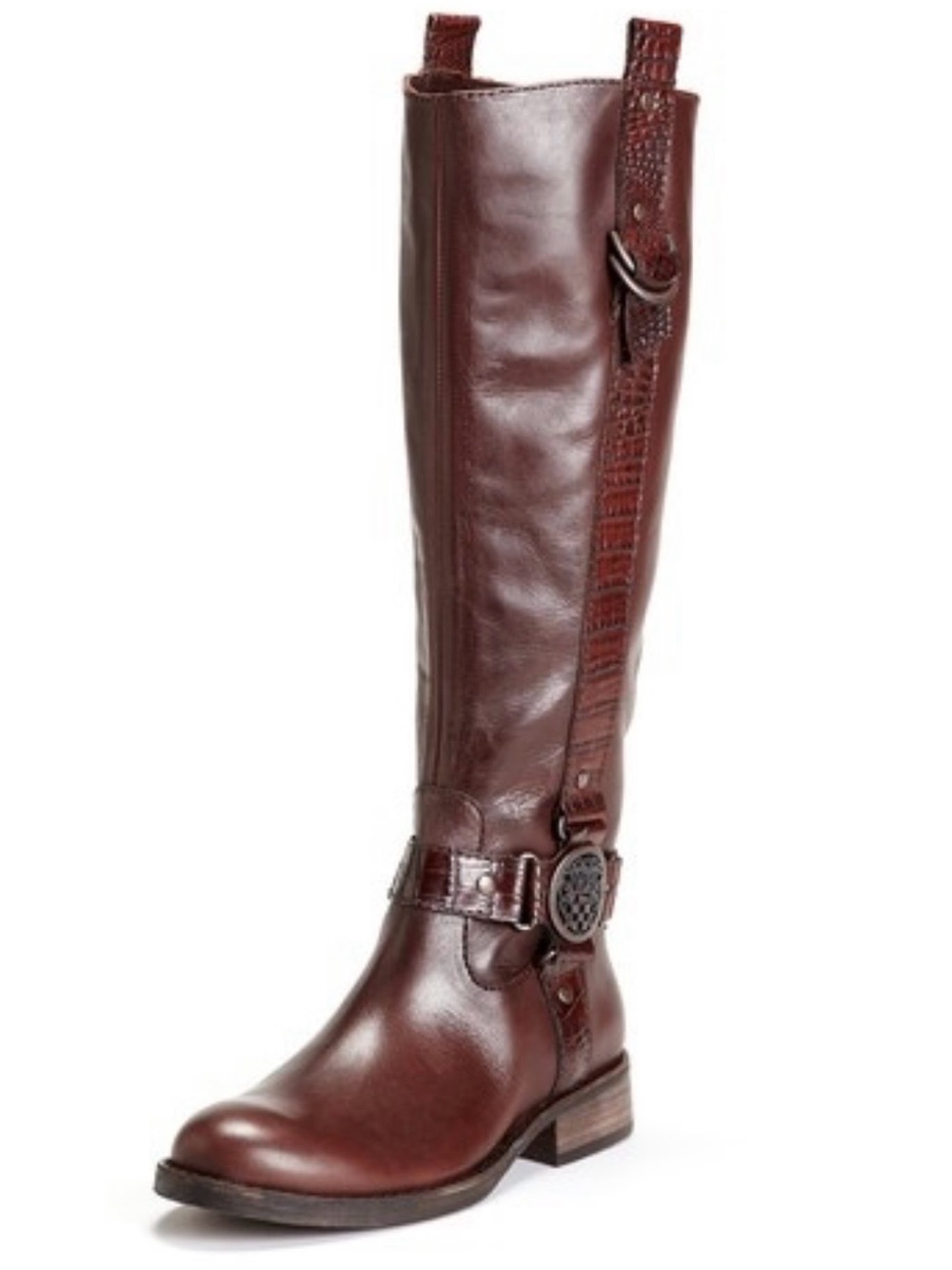 Vince Camuto | Fantastic Croc Trim Buckle Tall Western Leather Riding Boot 7.5 B